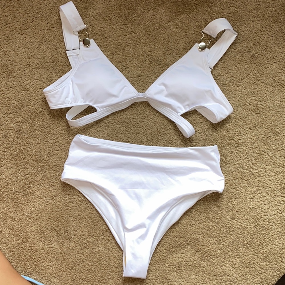 White adjustable high top bikini
